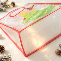 Sac cadeau de Noël transparent en PP avec poignée, sac d'emballage pour bonbons de Noël, sac de shopping pour cadeaux de Noël, vente en gros d'emballages de Noël