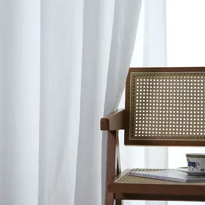 China Factory Supplier White Color Blackout 100% Polyester Sheer Curtain Fabric Window All-season