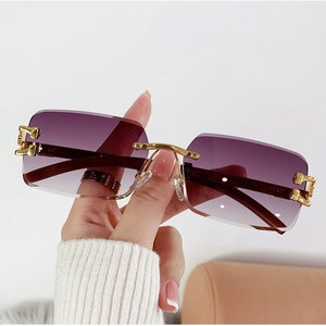 Frameless Sunglasses <b>Square</b> <b>Gold</b> <b>Frame</b> UV400 Light Weight Men's Sunshades Class 2 Plastic And Metal Lens Ac - Product Image 2