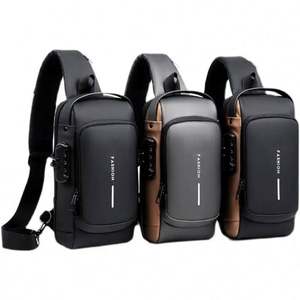 Wholesale Cheap Waterproof <b>Anti</b> <b>Theft</b> Chest <b>Bag</b> Usb Crossbody Sling <b>Bags</b> for Men Single Shoulder With USB Charger J0092 - Product Image 1