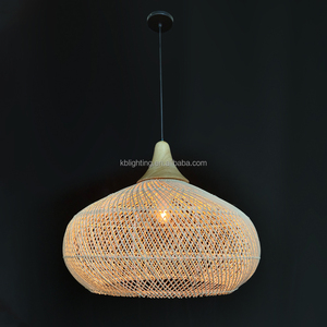 ペンダントランプ,ラタンランプシェード調整可能ビンテージ農家シャンデリア - Product Image 1
