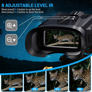 Jumelles caméra DT49 250-300m avec vision couleur, boutons rétroéclairés, zoom 8X, vision nocturne pour adultes, activités de plein air - Product Image 4