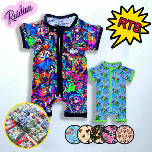 Ruidian Princess Halloween Print Bamboo Short Zippy Romper Baby Zipper Ready Stock Infant Outfit Bamboo Fiber Baby Short Zippy - Product Image 2