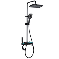 Robinet de douche en laiton à quatre fonctions à affichage numérique intelligent, filet rouge à jet doux pour hôtels, spa et salles de bain durables.