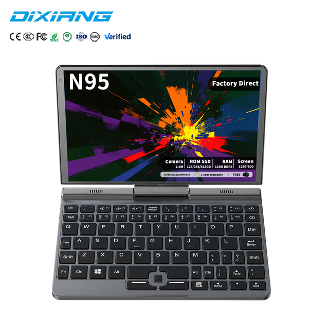 OEM Portable 8" Touch Screen Mini PC Intel N95 2-in-1 Laptop DDR5 12GB+512GB Convertible Notebook Factory Wholesale for Business