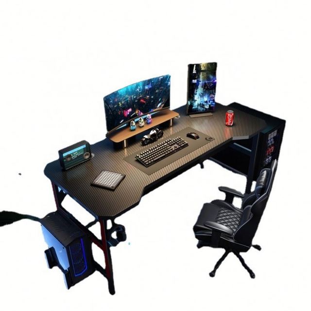 2024 Suessen High Quality Black Gaming Race Table E-Sports Desk for Young People and Gaming Room Computer
