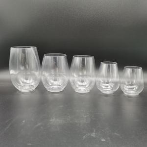 割れない卵型ワイングラス 12オンス プラスチック製ワインカップ 割れないPET使い捨てステムレスワイングラス - Product Image 4