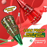Bouteille d'eau en plastique en forme de sapin de Noël, 500 ml, réutilisable, sans BPA, avec paille, pour cadeaux de Noël