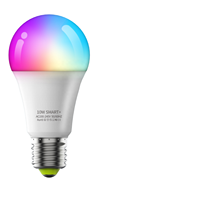 T37 E14 A19 RGBW Ampoule LED intelligente AC85-265V à gradation Certifié EMC/RoHS Corps en plastique WiFi Contrôle vocal et application via l'application Smart Life