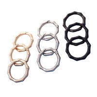 Aksesoris Tas Logam Bentuk Bambu Seng, Ramah Lingkungan, Cincin Bulat dengan Engsel Pegas, Carabiner untuk Gantungan Kunci