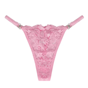 Women Lace <b>Thong</b> Panties Low-Rise <b>Seamless</b> Ultra-Thin Floral Pattern Sexy Style Knitted Underwear - Product Image 5