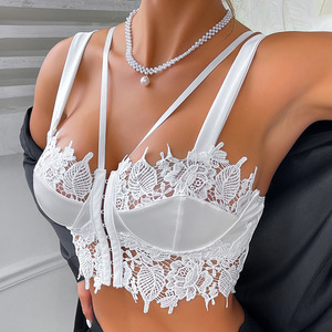 Glory Beauty of the West : Camisole sexy et tendance pour <span class=keywords><strong>femme</strong></span>, en dentelle et résille transparente, à double bretelles, style débardeur - Product Image 2