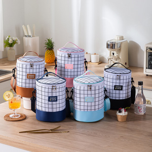 ถุงอาหารกลางวันทรงกระบอกแบบมีฉนวนพร้อมสายสะพายไหล่ความจุขนาดใหญ่สำหรับนักเรียนใช้งานแบบลำลอง - Product Image 4