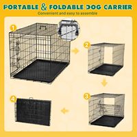Cage pliable en fil métallique pour animaux de compagnie, double porte latérale, poignée de transport supérieure, verrou de sécurité, plateau inférieur amovible, pliable, simple, pour grands chiens