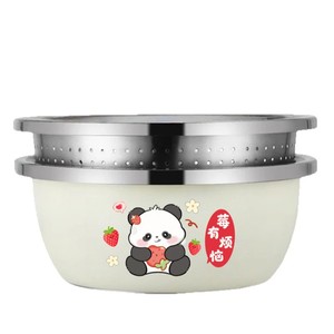 อ่างล้างขวดนมสแตนเลสพร้อมตะกร้าระบายน้ำสำหรับล้างผักผลไม้ข้าวอเนกประสงค์ใช้ในครัว - Product Image 2