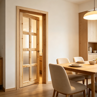 Porte intérieure en bois de cèdre massif avec verre, design personnalisé, porte de chambre en bois massif