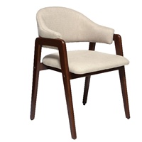 Chaise de salle à manger en bois d'hévéa de style nordique moderne, dossier et accoudoirs souples, structure en bois massif, revêtement en tissu pour la maison, le café et le restaurant