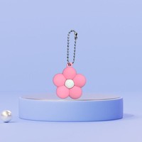 Gantungan Kunci Souvenir Bunga Kecil Tiga Dimensi dari Plastik PVC Karet Lunak Gaya Anime Jincan DIY dengan Cetak UV untuk Botol Air