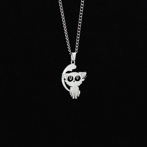 Anime <span class=keywords><strong>Suzume</strong></span> No Tojimari Daijin Cat Charm Chain Necklace for Men Women Collier pendentif en acier inoxydable Fans Cosplay Jewelry - Product Image 1