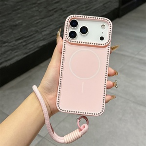 เคสโทรศัพท์มือถือแบบแม่เหล็กสีพื้นประดับเพชรหรูหราสำหรับผู้หญิง รุ่น iPhone 17 Air 16 15 14 13 12 11 Pro Max - Product Image 4