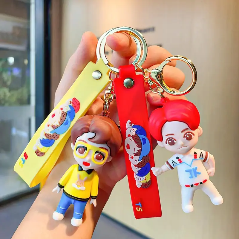 Fashion Small Cartoon Character From the Popular Korean Idol Group Silicone Key Chain Hanging Bag Hanging Key Chain