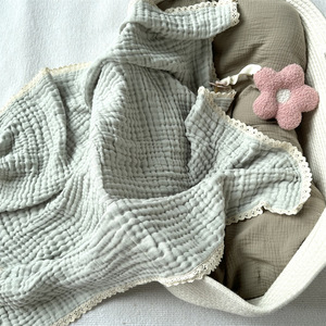 100% Cotton 6 Layers Lace <strong>Toddler</strong> Baby Blanket Tassel Trim Muslin Swaddle Baby <strong>Bedding</strong> - Product Image 2