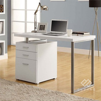 Table d'ordinateur et de bureau moderne autoportante avec design incurvé en pierre de marbre artificiel, table de bureau durable, garantie 10 ans