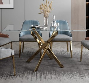 Other Commercial Furniture Modern Gold Stainless Steel Base Tempered Glass <b>Top</b> Smart <b>Dining</b> <b>Tables</b> for Home Restaurant MR-8C558 - Product Image 3
