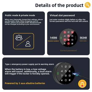 Application TTLock pour serrure de cabinet intelligente, carte NFC, clavier numérique RFID, carte mémoire cloud, serrure de tiroir double porte pour bureau, salle de sport - Product Image 4