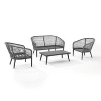 Modernes 4-teiliges Seil-Möbelset Outdoor Aluminium-Sessel Konversationsset Garten-Sofagarnitur Langlebig