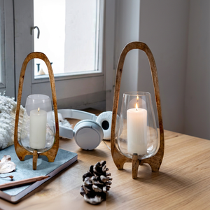 Lanterne décorative en bois en laiton AK Tendance Design unique Pot à bougie Pièce maîtresse faite à la main pour décor d'hôtel/cadeaux - Product Image 1