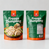 Sachet d'emballage alimentaire personnalisé imprimé, à fermeture éclair, thermoscellable, pour boulettes de viande et raviolis surgelés