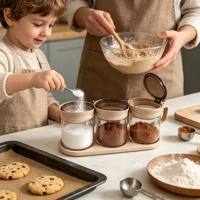 Meilleures ventes : Ensemble de 3 pots à épices en verre avec cuillères, sans BPA, hermétiques, écologiques, durables, capacité 150 ml, pour le rangement des épices de cuisine