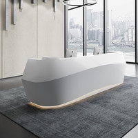 Bureau de réception en forme de vague incurvée avec éclairage LED, table de réception moderne sur mesure pour bureau, salon de beauté, hôtel, clinique