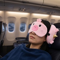 Oreiller de voyage 2-en-1 multifonctionnel en peluche douce en forme de cochon avec masque pour les yeux pour voiture et avion, pour enfants et adultes