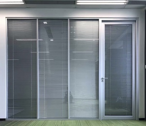 Trung Quốc manufacturerdouble nhôm Modular văn phòng kính tấm Tường di chuyển phân vùng với louver - Product Image 3