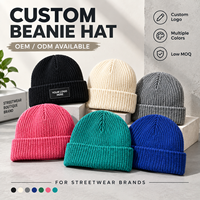 Bonnet en tricot doux à revers, en stock, vente en gros, 30 couleurs, logo personnalisé, chapeau d'hiver, expédition rapide, revendeur en gros