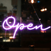 Flex DIY Neon Open Message Light up Led Neon Sign Lights para tiendas de negocios