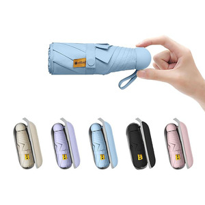 Bán buôn đầy màu sắc du lịch <span class=keywords><strong>Windproof</strong></span> UV pongee mưa ô dù cầm tay nhỏ gọn trường hợp 5 gấp mini viên nang ô - Product Image 5