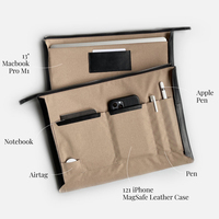 Vente en gros de pochettes pour ordinateur portable en cuir véritable de luxe avec fermeture éclair, design personnalisé avec logo Mount Yanzhi, pour MacBook Air Pro 13 pouces M2 M1