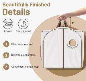 Cotton Hanging <strong>Breathable</strong> Suit Cover Luxury Hanging Clothes Storage Foldable Coat Covers <strong>Garment</strong> <strong>Bags</strong> for Closet - Product Image 2