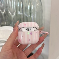 Étui Chic à Rayures et Étoiles pour AirPods 5 Pro 2, Air Pods 2 3 – Housse Souple Tendance et Adorable avec Sangle pour Écouteurs AirPods Pro 3 4