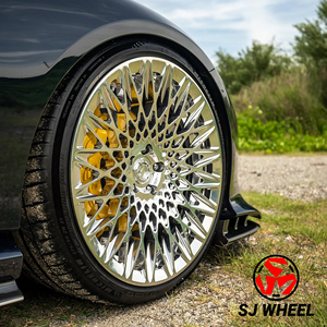 Jantes monobloc SJ Wheels chromées polies, forgées en alliage 6061-T6, design en maille, <span class=keywords><strong>18</strong></span>, 19, 20, 21 <span class=keywords><strong>pouces</strong></span>, 5x120/112/114.3 pour Ferrari Porsche - Product Image 2