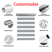 Persianas Zebra Motorizadas Inteligentes con WiFi y Bluetooth, Doble Capa, para Ventanas Francesas, con Batería Eléctrica, para Hogares y Hoteles