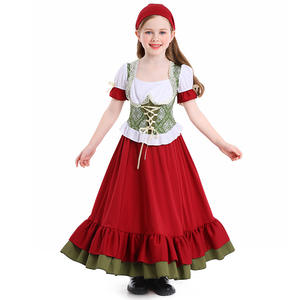 <span class=keywords><strong>Disfraz</strong></span> de <span class=keywords><strong>Halloween</strong></span> de comercio exterior para <span class=keywords><strong>Amazon</strong></span> para niñas, Oktoberfest de granja para niños, vestido de baile rojo vino largo dividido, personaje de eco - Product Image 2