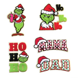 Wholesale Custom Eco-Friendly High Quality Christmas Iron-On Chenille Embroidered Patches with Sequins for <strong>Grinch</strong> <strong>Clothing</strong> - Product Image 5