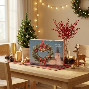 Boîtes cadeaux magnétiques Joyeux Noël, emballage festif haut <span class=keywords><strong>de</strong></span> gamme avec motif <span class=keywords><strong>couronne</strong></span> pour cadeaux <span class=keywords><strong>de</strong></span> fin d'année et fournitures <span class=keywords><strong>de</strong></span> fête - Product Image 4