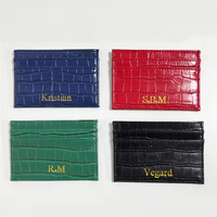 Portefeuille classique en cuir PU à motif croco, fin, pour cartes d'identité et de crédit, usage quotidien, pour hommes et femmes