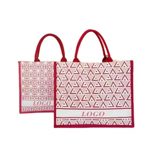 Sac fourre-tout en jute/toile personnalisé avec logo imprimé, écologique, durable, fermeture éclair, pour femmes, grand format, mignon - Product Image 4