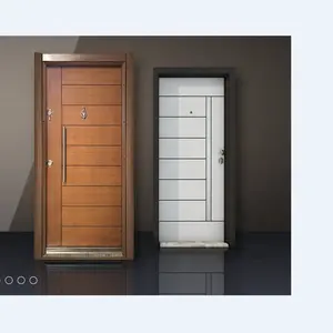 Puerta de entrada de seguridad de acero y madera, diseño moderno y Simple, estilo turco, fábrica de China y al por menor